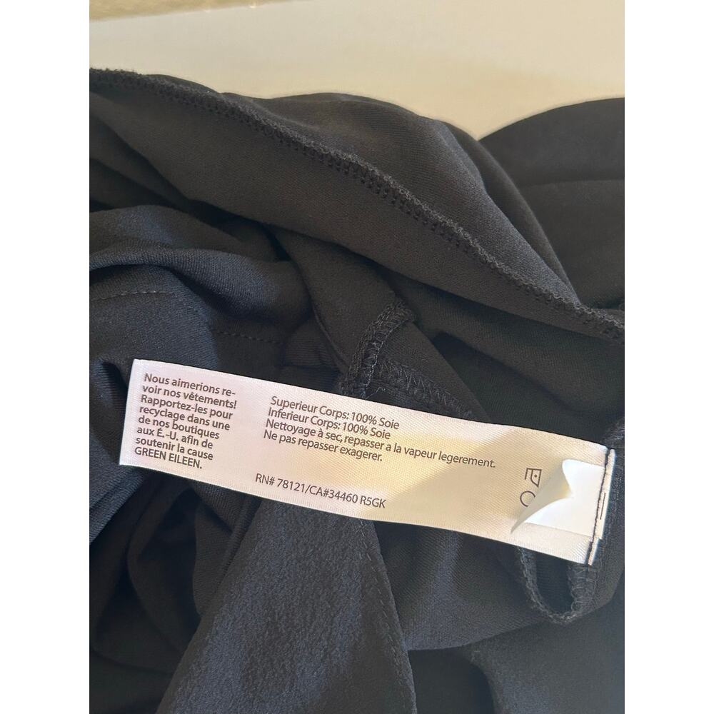 Eileen Fisher Black 100% Silk Double Layer Midi Dress Women's Medium - Picture 8 of 10